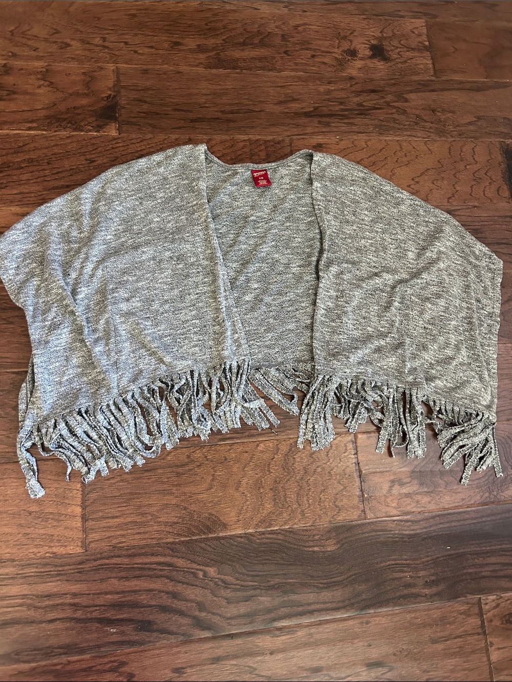 Arizona Jeans Heather Gray Fringe Open-Front Women's Sweater Cardigan